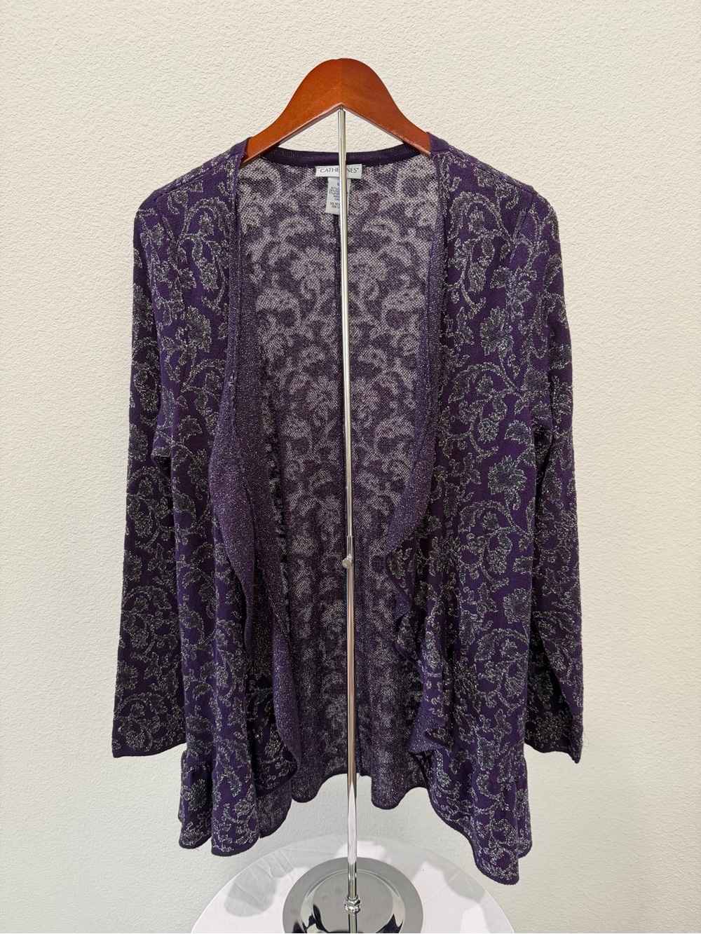 Catherines Purple Floral Open-Front Cardigan